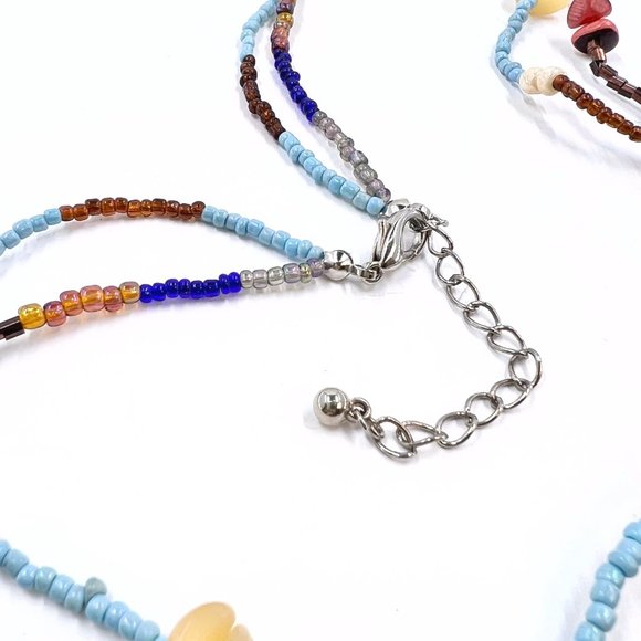 NWOT – Mother of Pearl Teardrop Pendant Seed Bead 16” Silver Tone Necklace - Picture 7 of 8